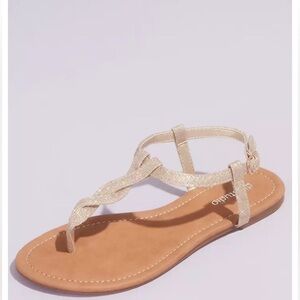 David’s. Bridal DB Studio glittery gold adjustable strap sandals size 9